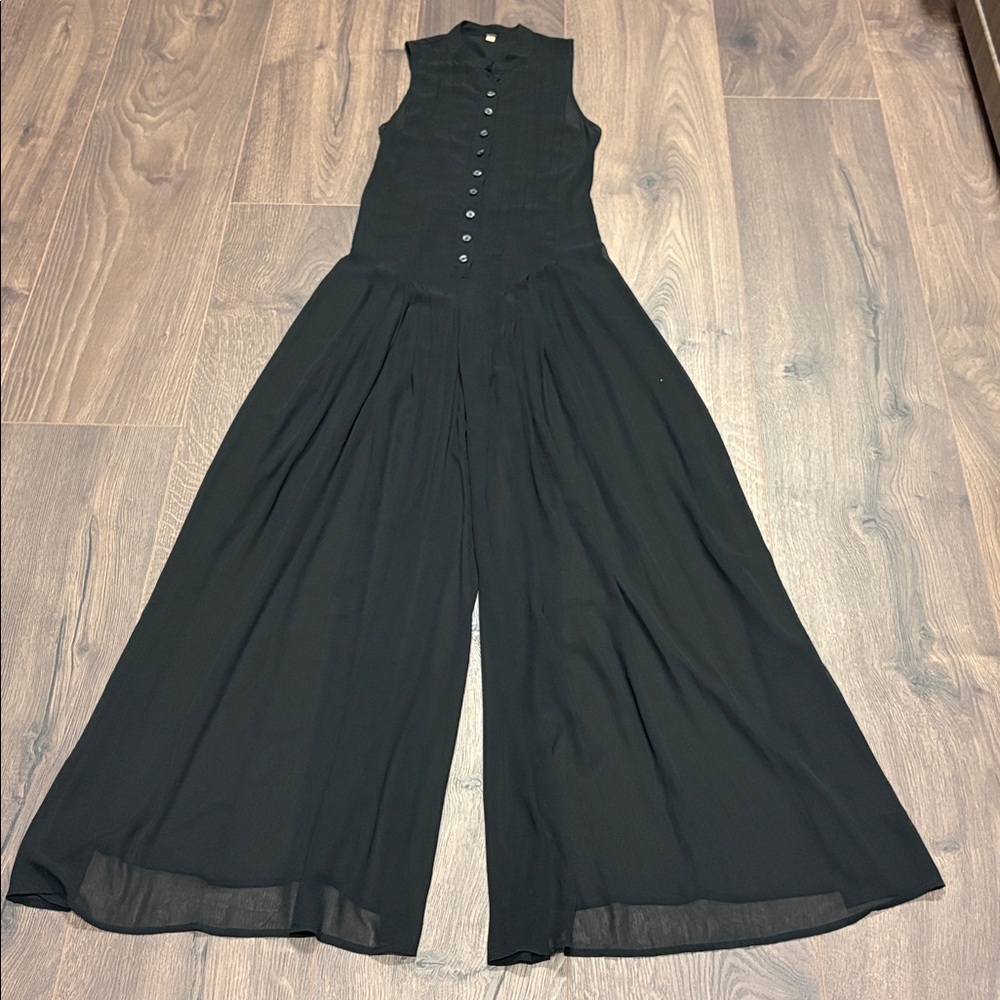 Rare Archival Free People Night Whispers Pleated Maxi Jumpsuit Palazzo Pants - 0 - Picture 6 of 14
